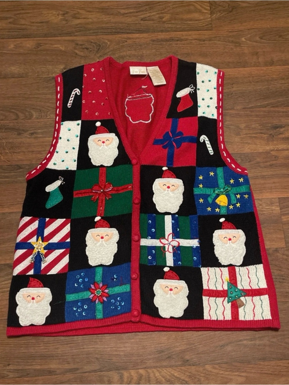 Vintage Bobbie Brooks Santa Christmas Vest XLarge